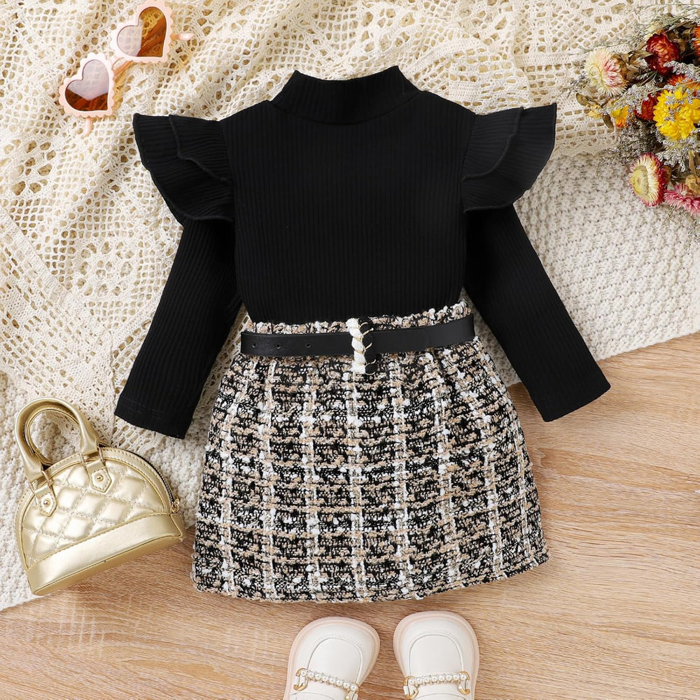 Cozy Baby Winter Set - Knitted Turtleneck & Dress Outfit for Girls - Warm & Stylish Winter Clothing