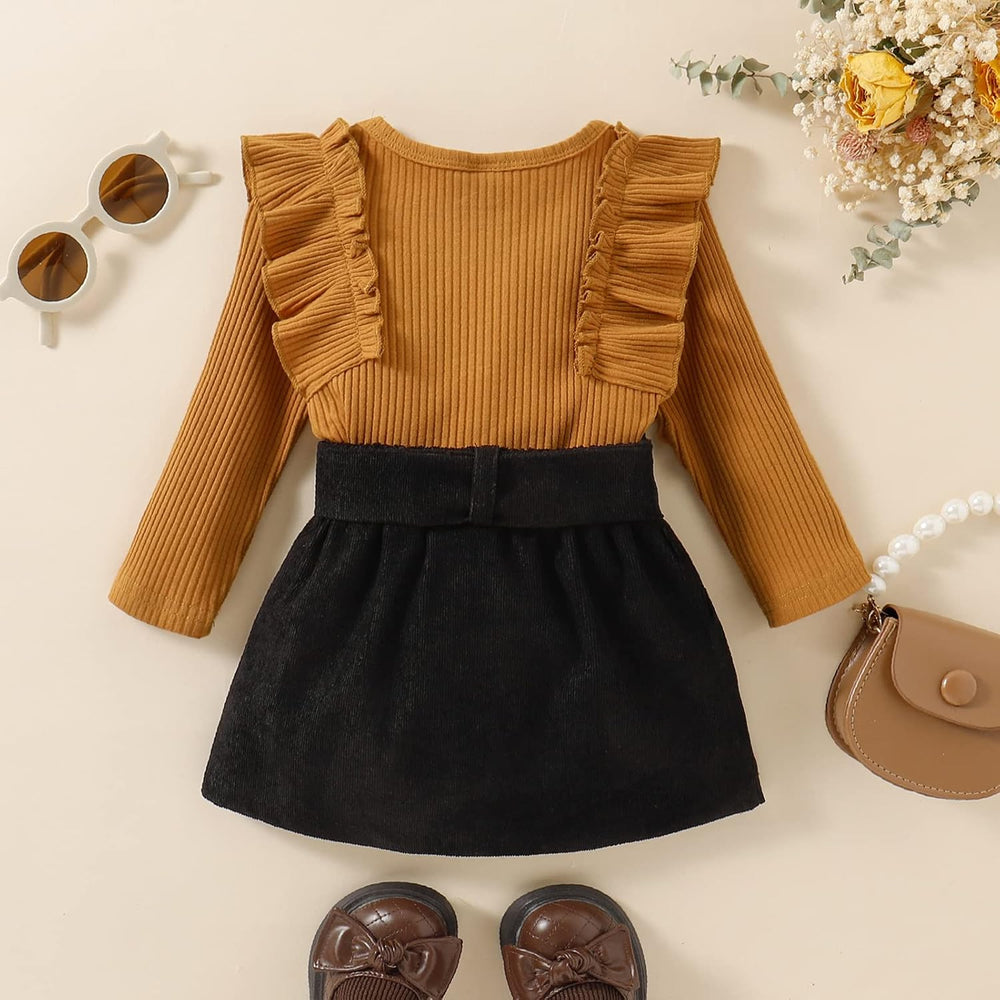 Cozy Baby Winter Set - Knitted Turtleneck & Dress Outfit for Girls - Warm & Stylish Winter Clothing