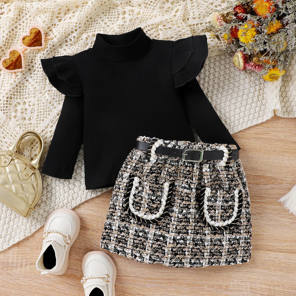 Cozy Baby Winter Set - Knitted Turtleneck & Dress Outfit for Girls - Warm & Stylish Winter Clothing
