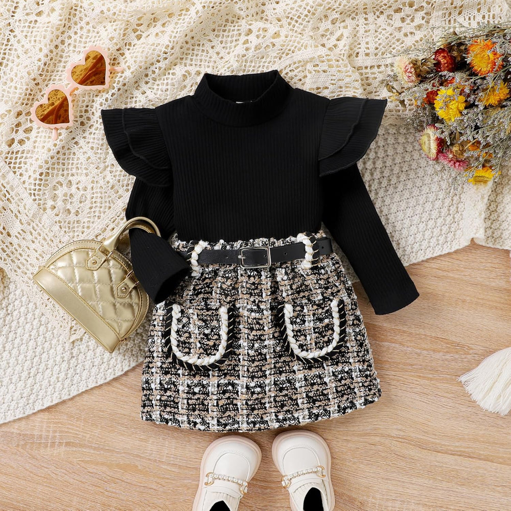 Cozy Baby Winter Set - Knitted Turtleneck & Dress Outfit for Girls - Warm & Stylish Winter Clothing