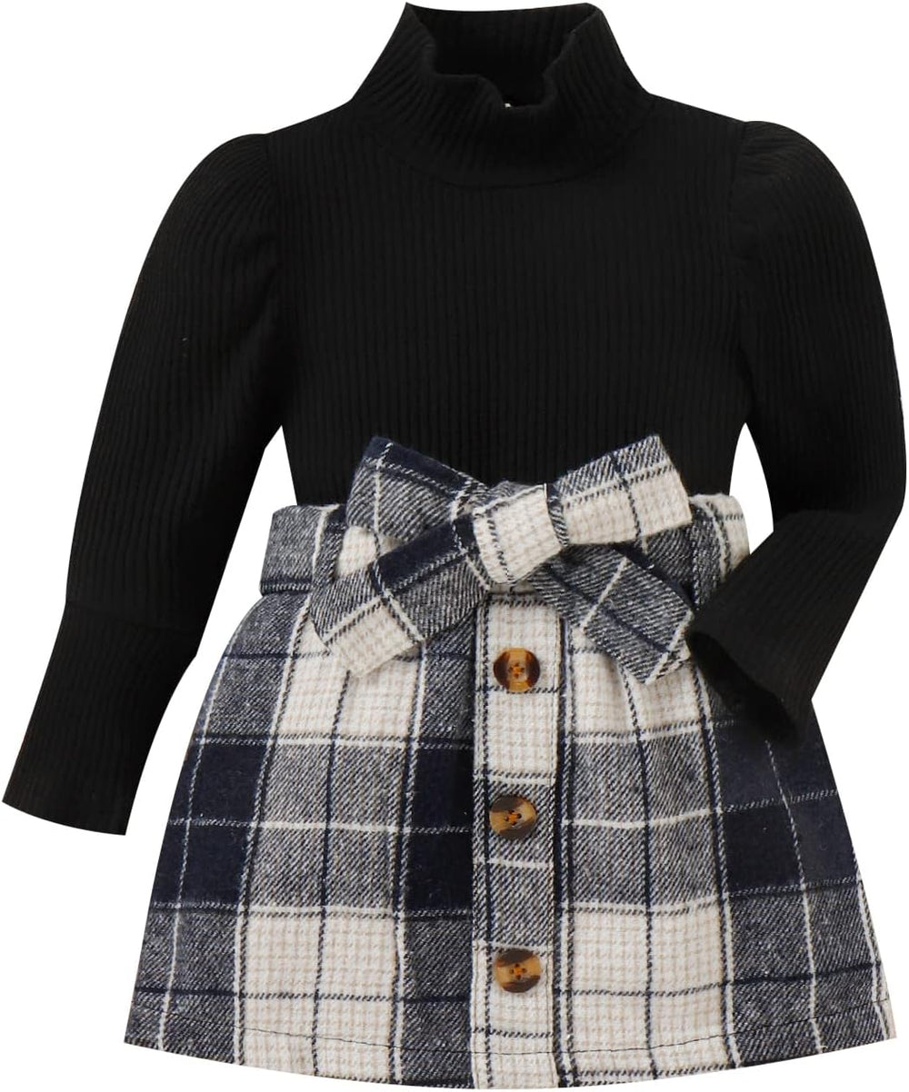 Cozy Baby Winter Set - Knitted Turtleneck & Dress Outfit for Girls - Warm & Stylish Winter Clothing