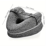 Memory Foam Knee Pillow – Ergonomic Crescent, Adjustable Strap & Washable Cover