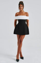 Chic Off-Shoulder Mini Dress with Elegant Back Bow Accent - Perfect for Parties & Special Occasions