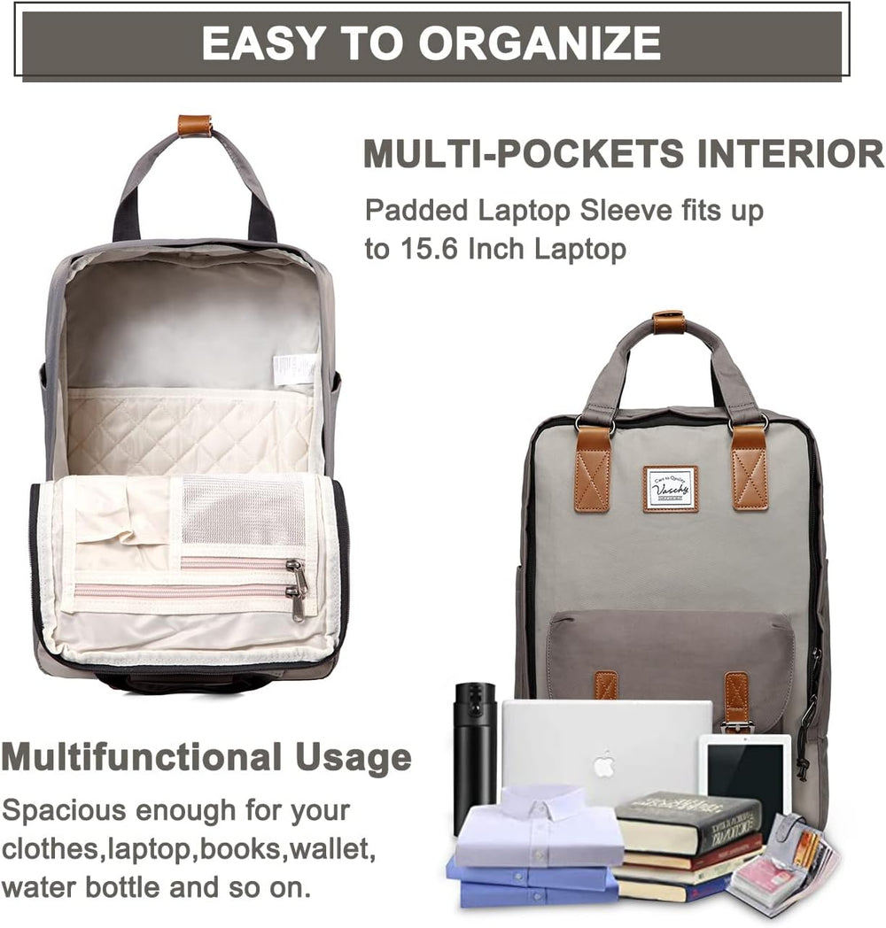 UrbanEase 15.6” Water-Resistant Vintage Laptop Backpack with Organizer Pockets - Stylish & Functional - Perfect for Travel & Daily Use