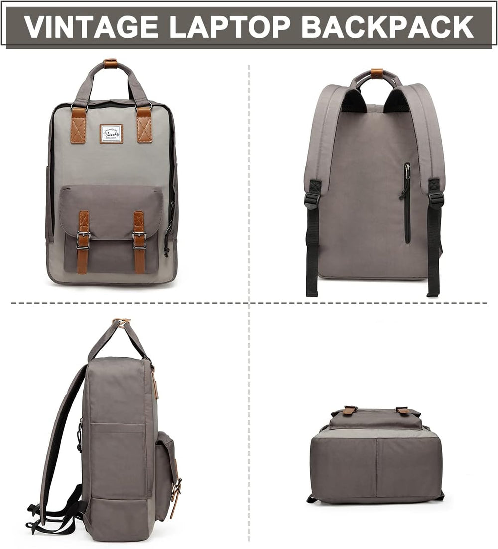 UrbanEase 15.6” Water-Resistant Vintage Laptop Backpack with Organizer Pockets - Stylish & Functional - Perfect for Travel & Daily Use