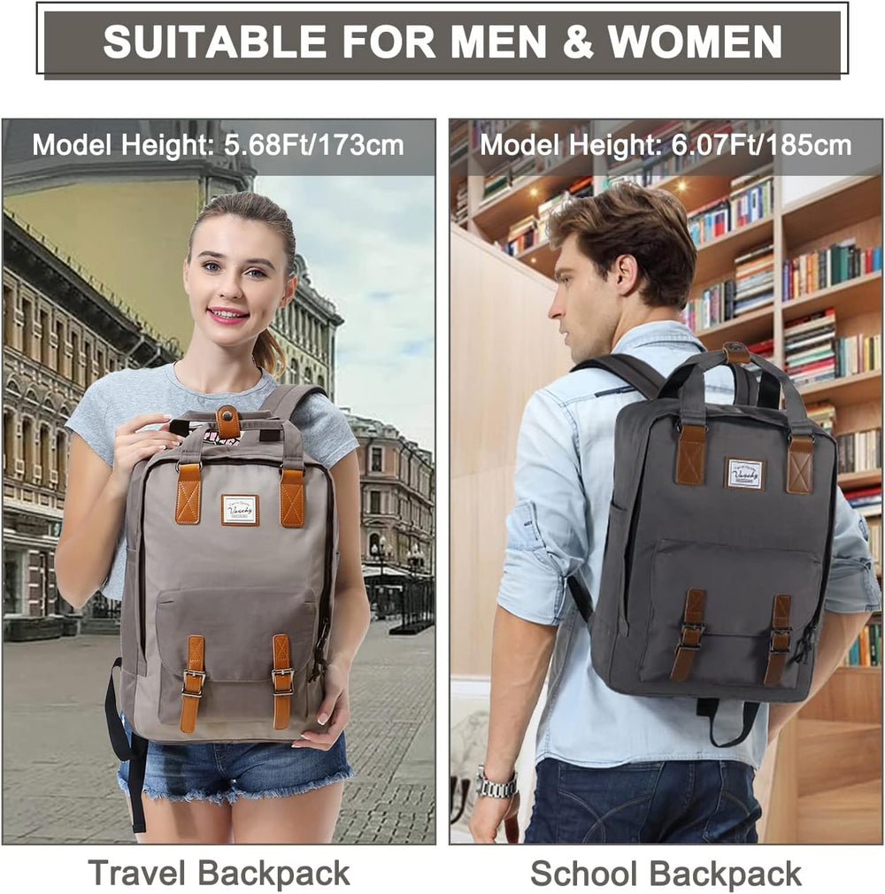 UrbanEase 15.6” Water-Resistant Vintage Laptop Backpack with Organizer Pockets - Stylish & Functional - Perfect for Travel & Daily Use