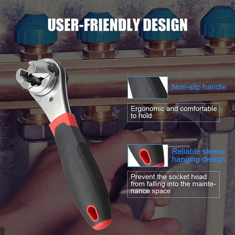 Adjustable Ratchet Wrench – 6-22mm, 60-Tooth Chrome-Vanadium Steel & Reversible