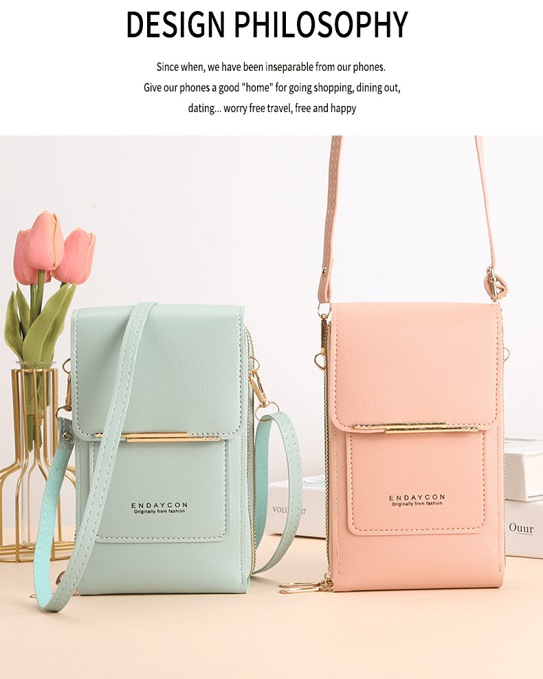 Touchscreen Phone Crossbody Bag – Waterproof Window, Anti-Theft, Adjustable Strap