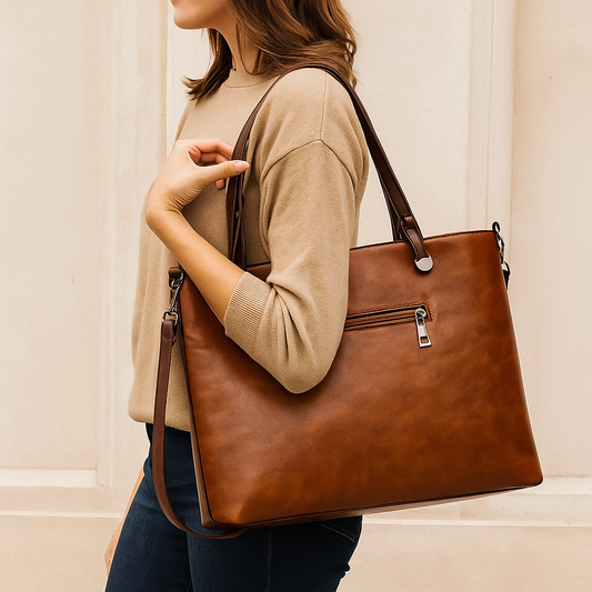 Women's Tote Bag – Vintage Style, Zip Top & Work Travel