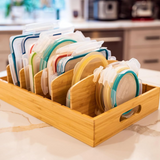TopKeeper Bamboo Kitchen Lid Organizer - Space-Saving Storage Solution for Pots and Pans
