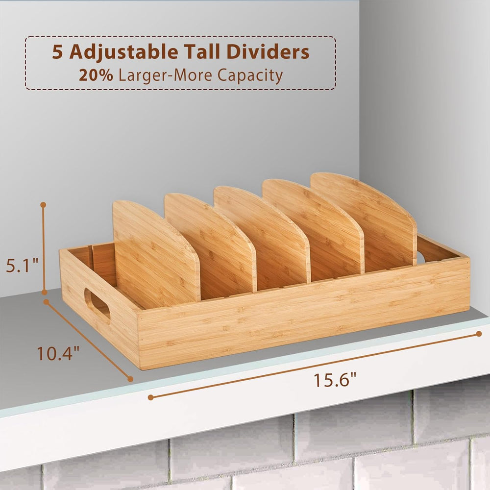 TopKeeper Bamboo Kitchen Lid Organizer - Space-Saving Storage Solution for Pots and Pans