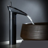 Black tall waterfall bathroom faucet