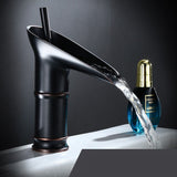 Black short waterfall bathroom faucet