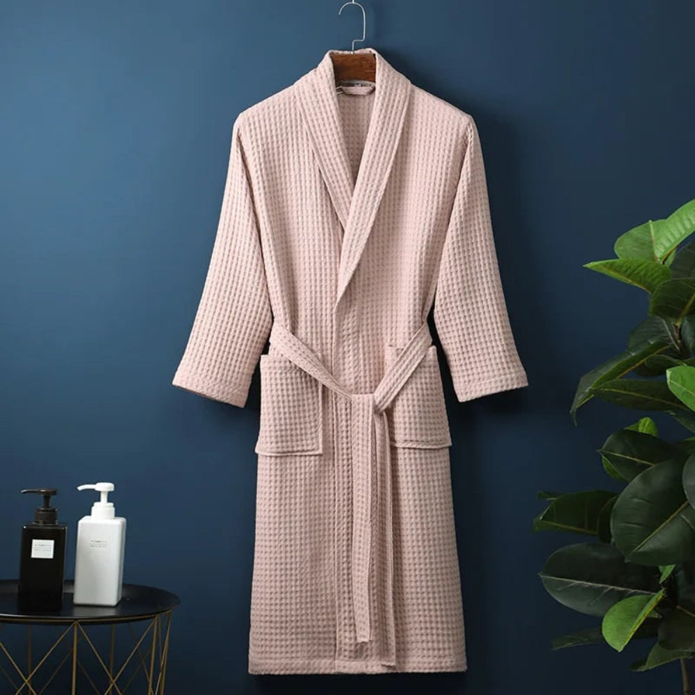 Bathrobe – Unisex, 100% Cotton & Waffle Weave Texture, Multiple Sizes/Colors
