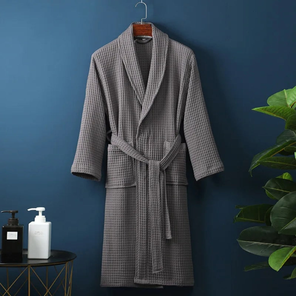 Bathrobe – Unisex, 100% Cotton & Waffle Weave Texture, Multiple Sizes/Colors