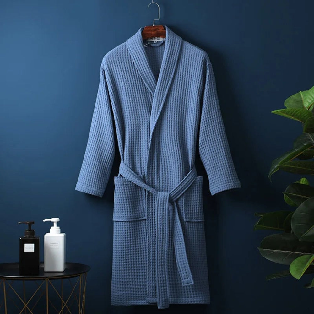 Bathrobe – Unisex, 100% Cotton & Waffle Weave Texture, Multiple Sizes/Colors