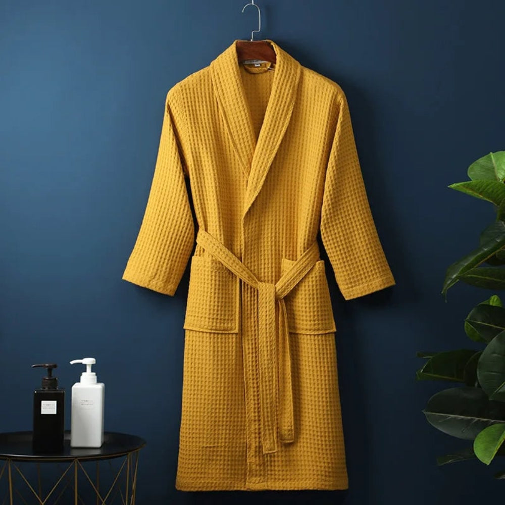 Bathrobe – Unisex, 100% Cotton & Waffle Weave Texture, Multiple Sizes/Colors