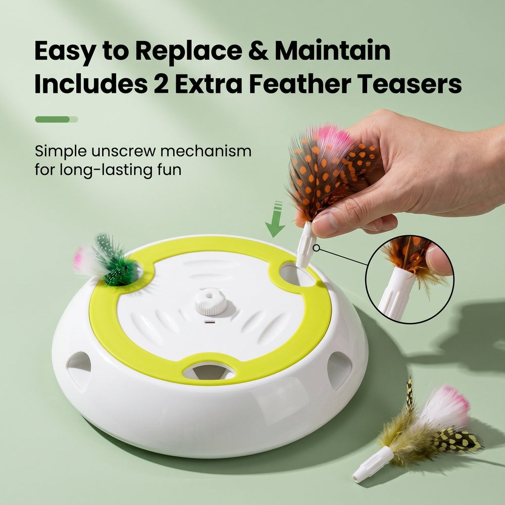 Interactive Cat Toy – Automatic Feather Pop-Up, Motion Sensor & USB-C Rechargeable