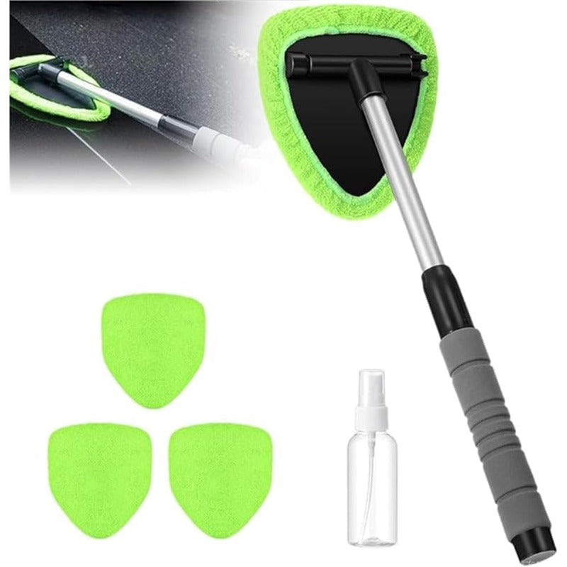 Rotating Window Cleaner – 360° Microfiber Head, Triangular Shape & Telescopic Handle