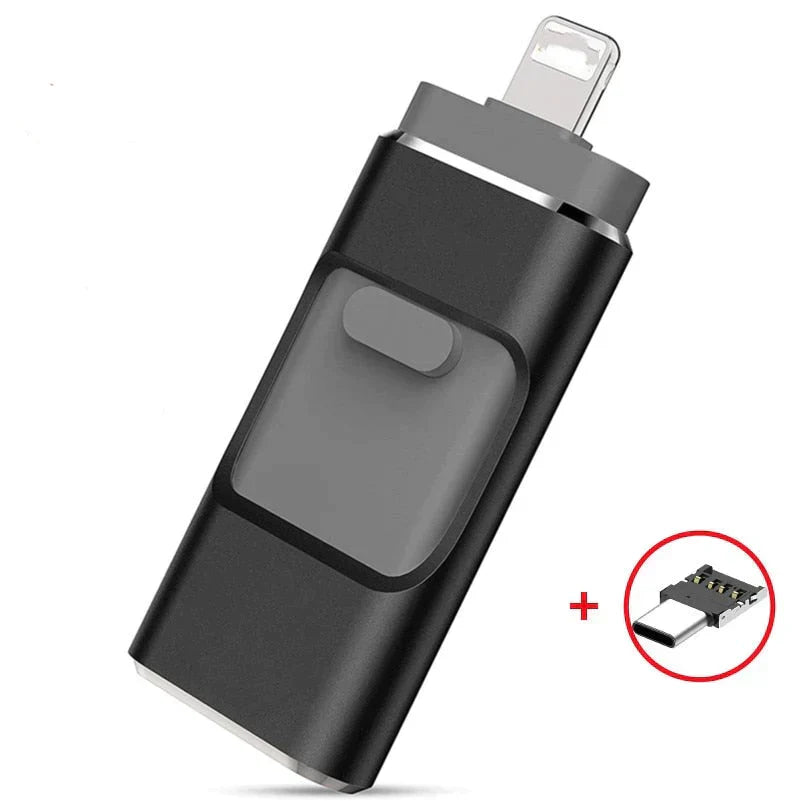 Multi-Port USB Flash Drive – OTG for Smartphone & PC, Aluminum Body, 64–256GB