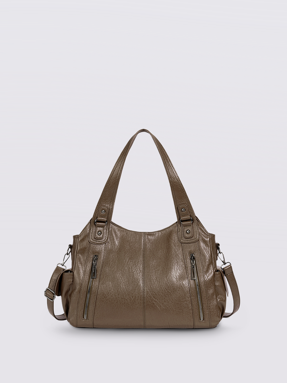 Stylische Handtasche mit Reißverschlusstaschen & Abnehmbarem Trageriemen – Ideal für Alltag & Reisen