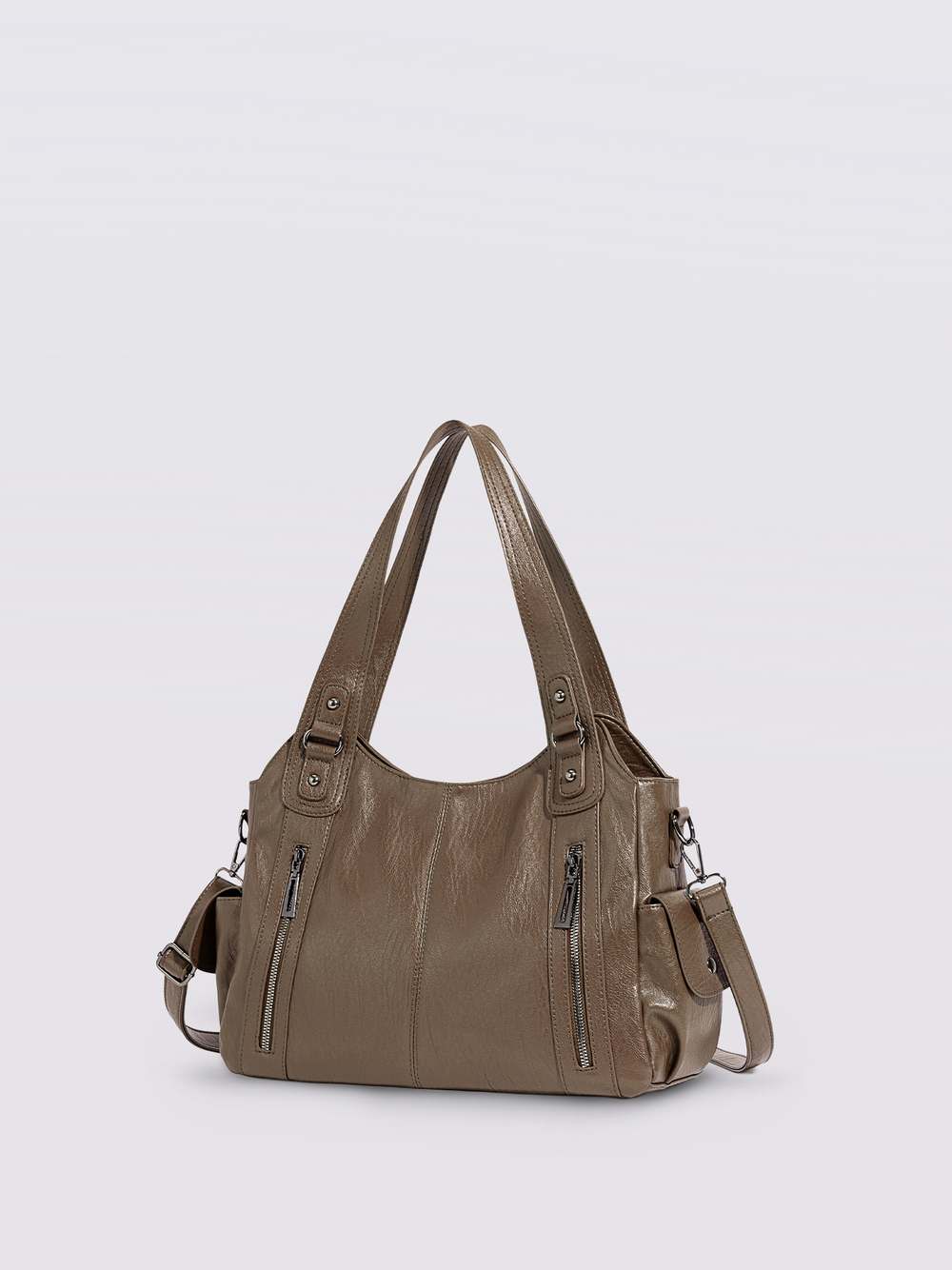 Stylische Handtasche mit Reißverschlusstaschen & Abnehmbarem Trageriemen – Ideal für Alltag & Reisen