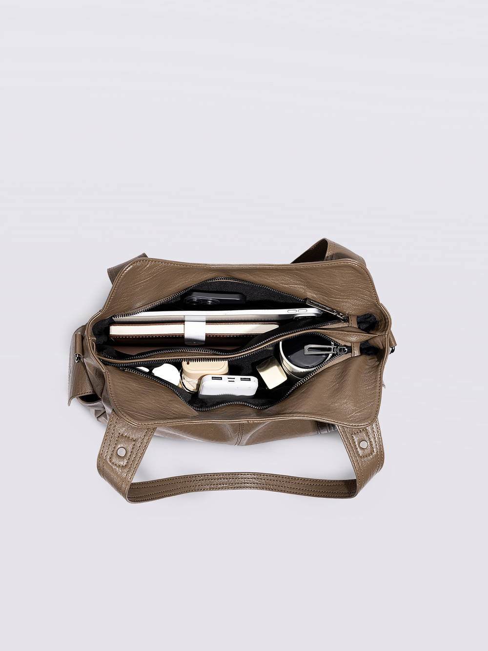 Stylische Handtasche mit Reißverschlusstaschen & Abnehmbarem Trageriemen – Ideal für Alltag & Reisen
