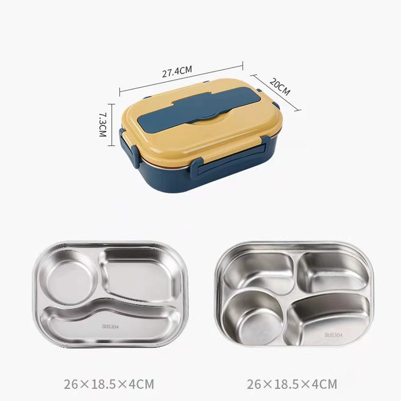 Stainless Steel Lunch Box – 3 or 4 Compartments, Soup Bowl & Dishwasher-Safe