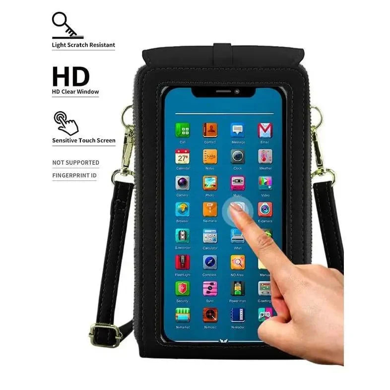 Women's Crossbody Bag – Touchscreen Window, RFID Protection & 3-in-1 Wear