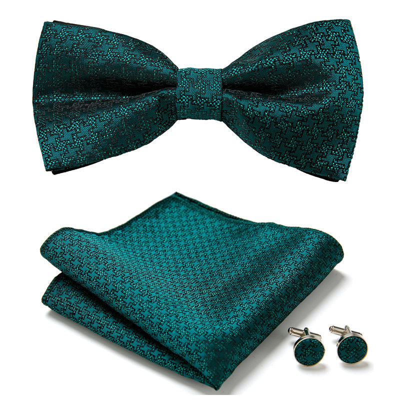 Men's Bow Tie Set – Pocket Square & Cufflinks, Polyester & 36 Designs