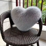 Faux Fur Heart Throw Pillow – 32×40cm, Ultra-Soft Plush & 6 Colors