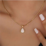 18K Natural Opal Teardrop Pendant Necklace - Eloise