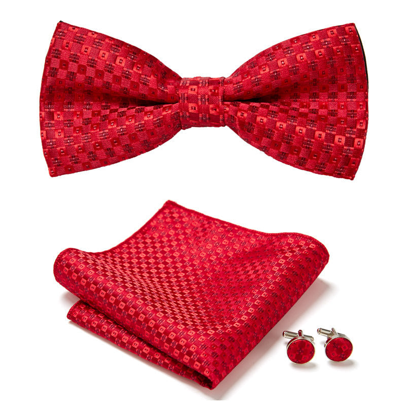 Men's Bow Tie Set – Pocket Square & Cufflinks, Polyester & 36 Designs