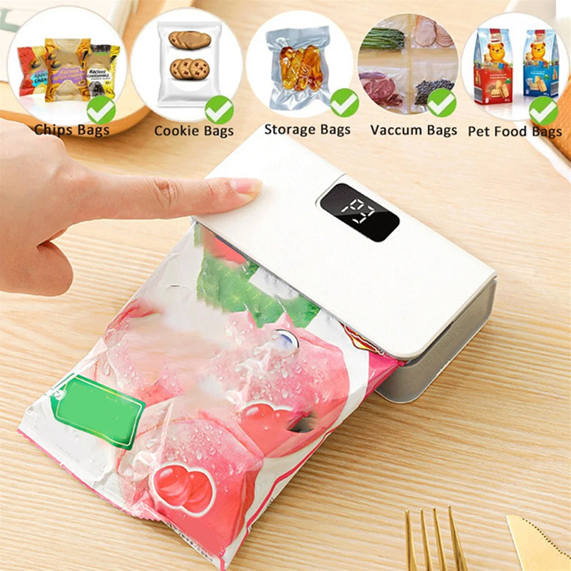 Electric Bag Sealer – Rechargeable, LCD Battery Display & USB Charging