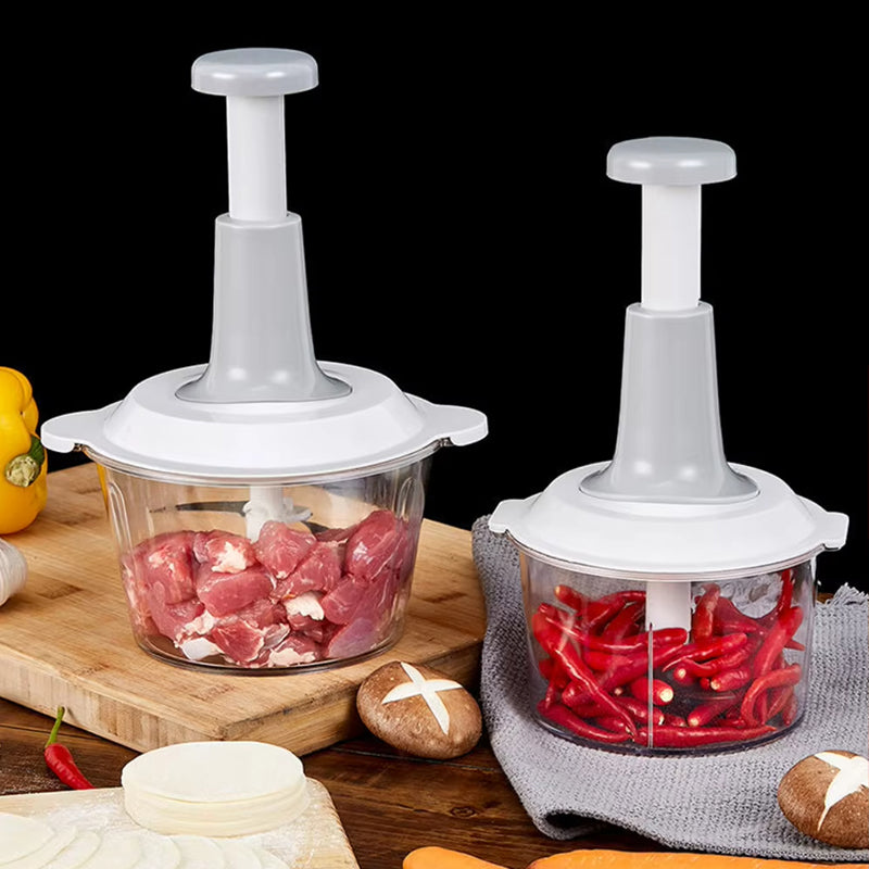 Manual Food Chopper – Stainless Steel Blades, Pull-Lever & 700/1500/2000ml