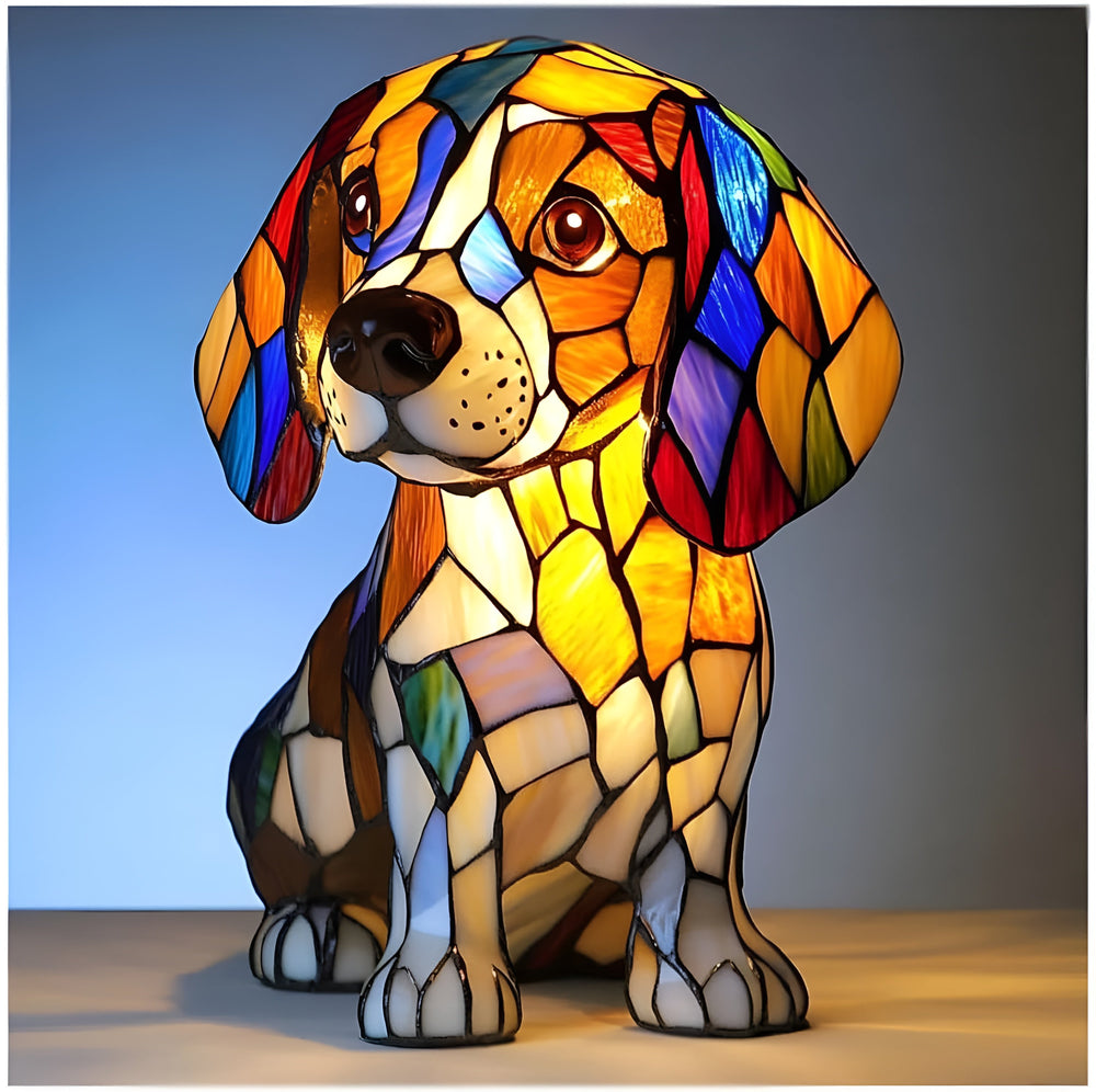 Stained Glass Table Lamp – Dog Design, Animal Decor & Ambient Lighting