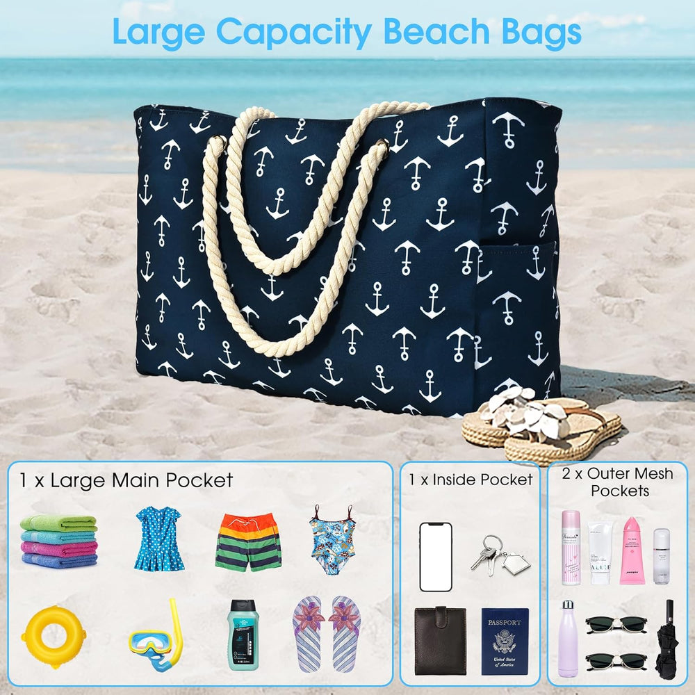 Waterproof Large Tote Bag with Zippered Storage - Perfect for Work & Play