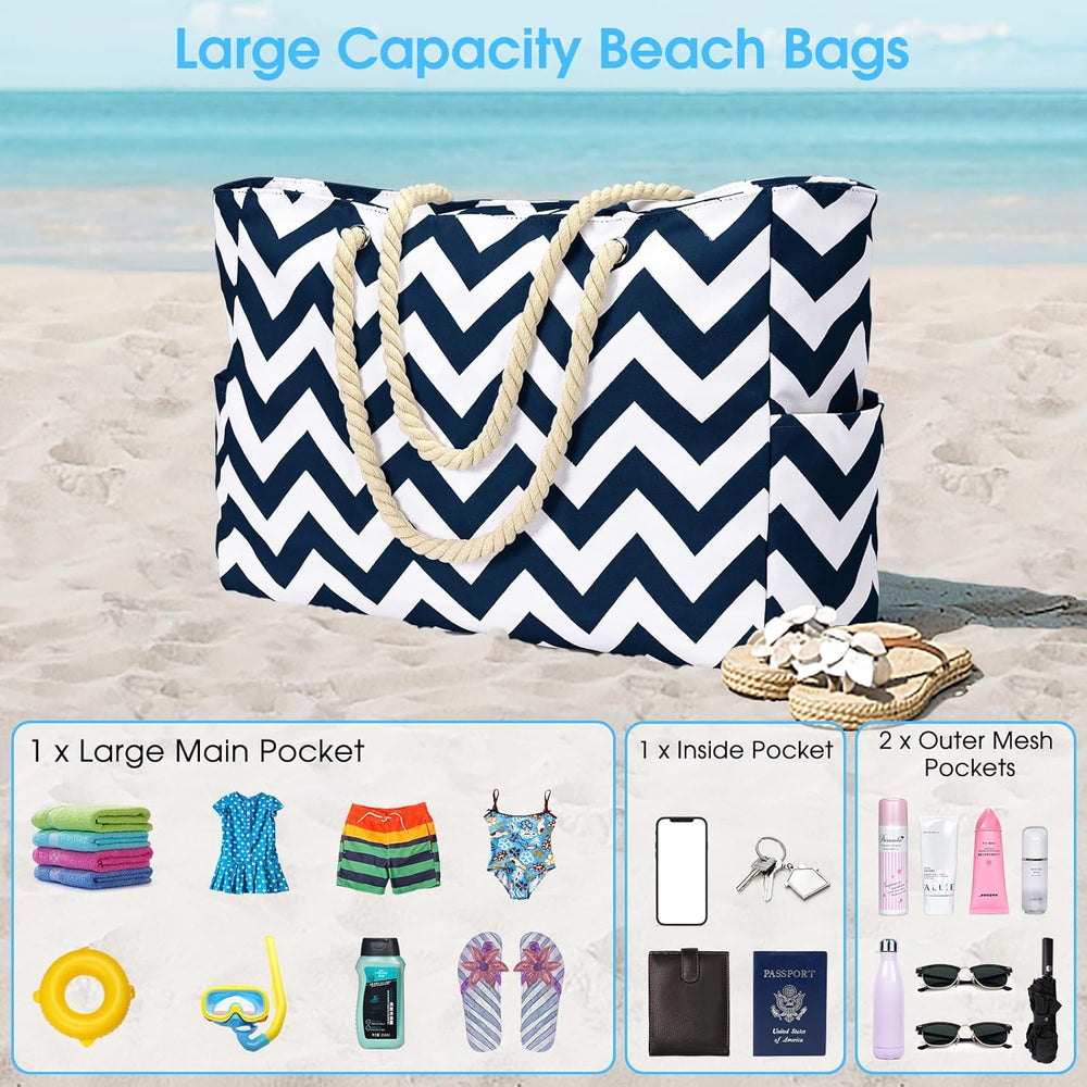Waterproof Large Tote Bag with Zippered Storage - Perfect for Work & Play