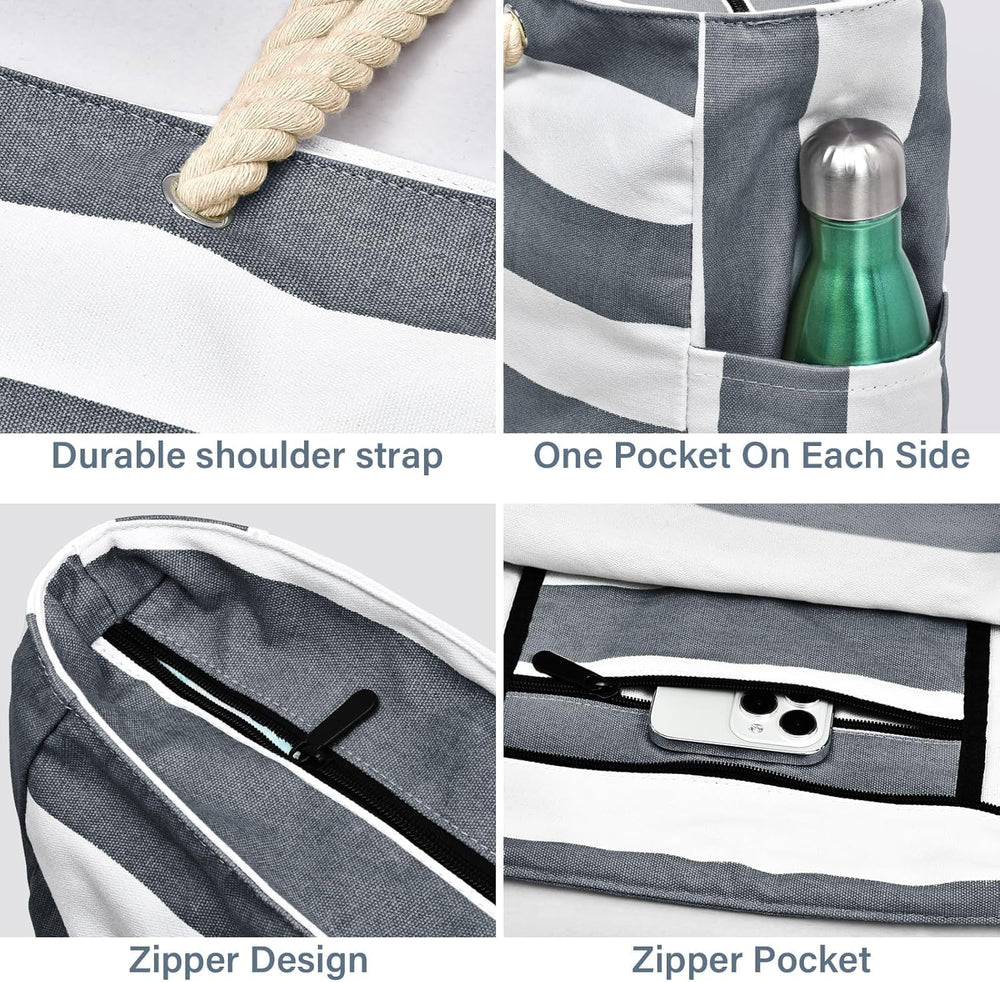 Waterproof Large Tote Bag with Zippered Storage - Perfect for Work & Play