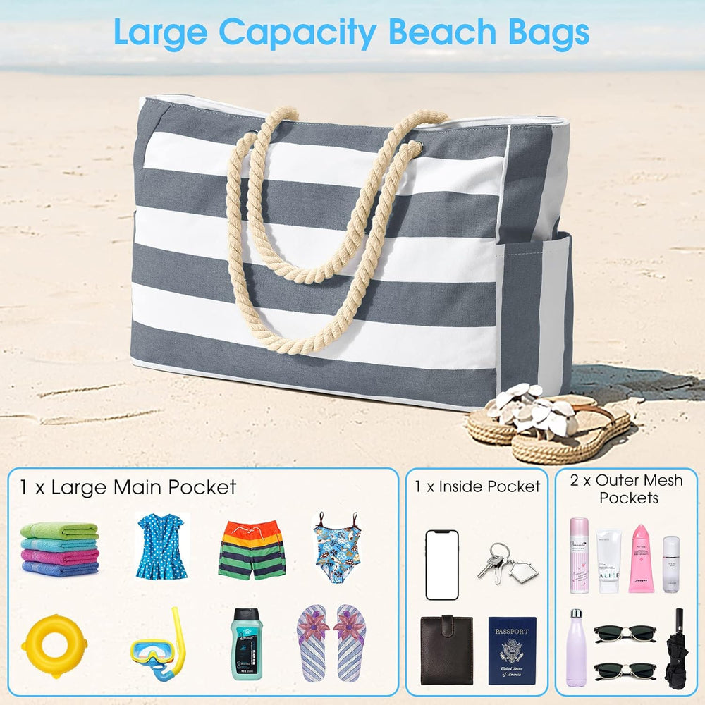 Waterproof Large Tote Bag with Zippered Storage - Perfect for Work & Play