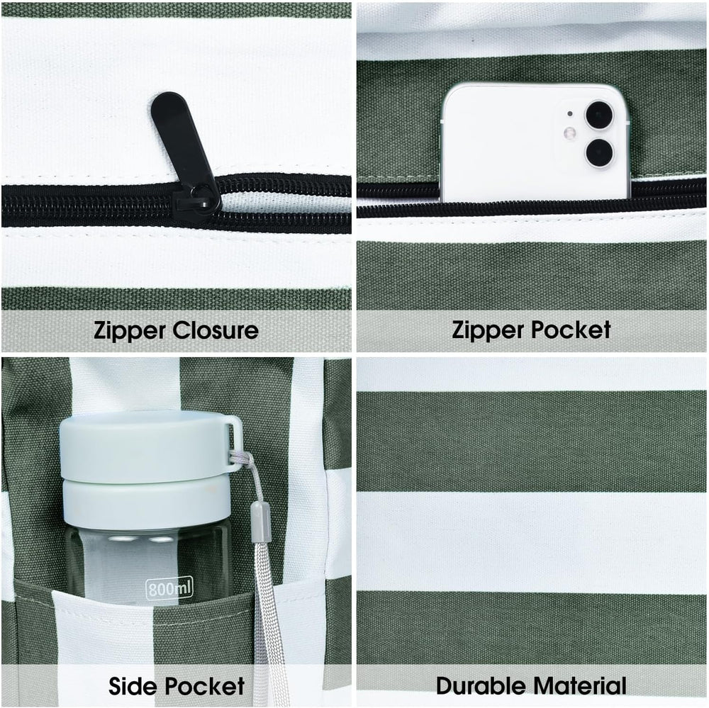 Waterproof Large Tote Bag with Zippered Storage - Perfect for Work & Play