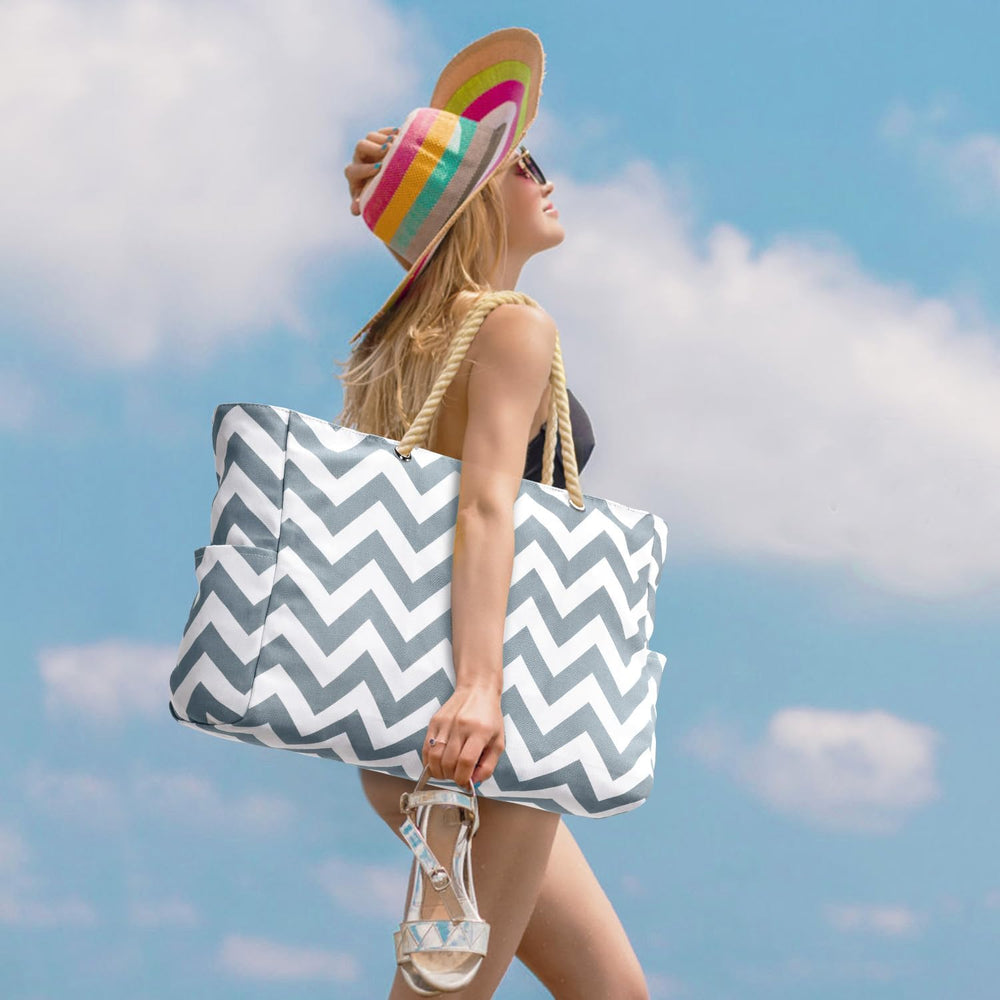 Waterproof Large Tote Bag with Zippered Storage - Perfect for Work & Play
