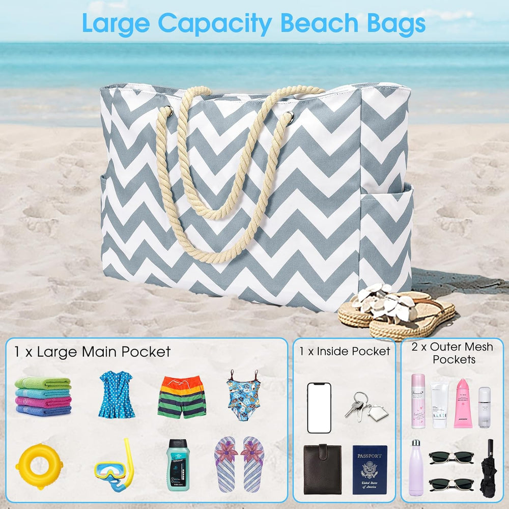 Waterproof Large Tote Bag with Zippered Storage - Perfect for Work & Play