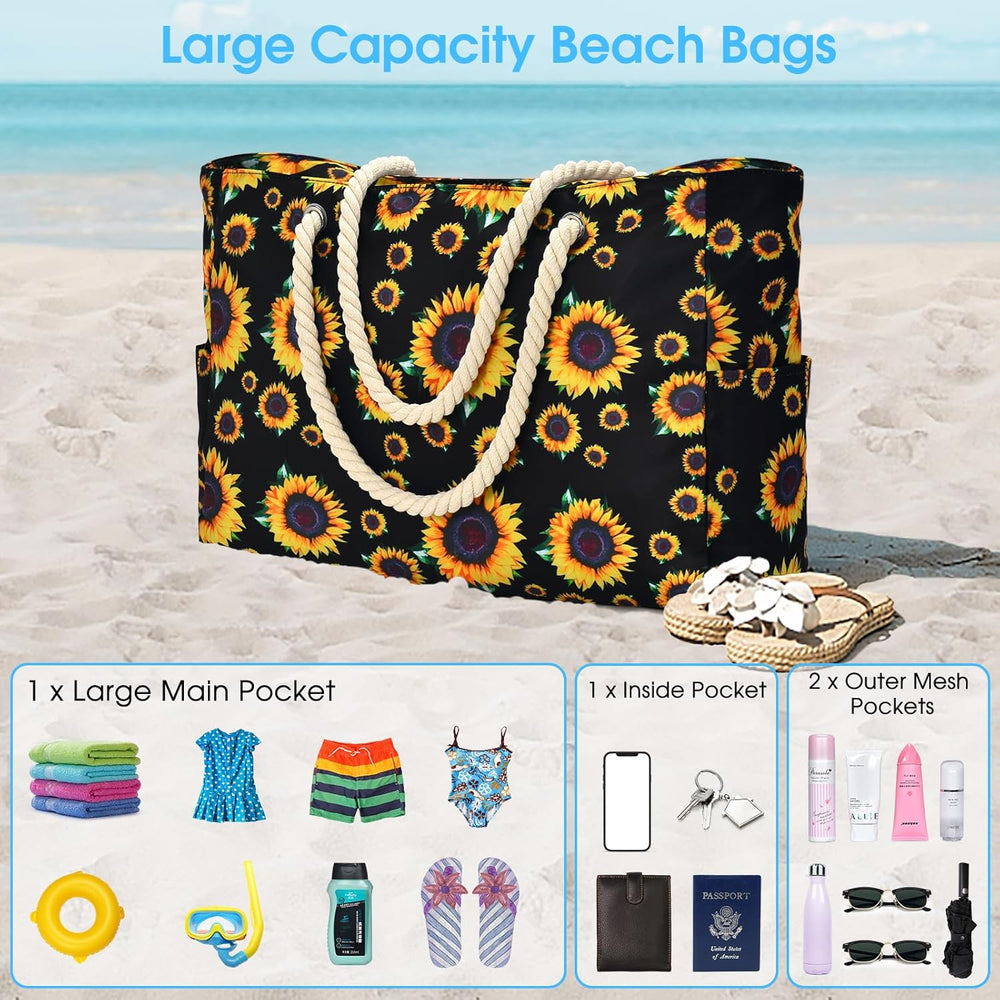 Waterproof Large Tote Bag with Zippered Storage - Perfect for Work & Play