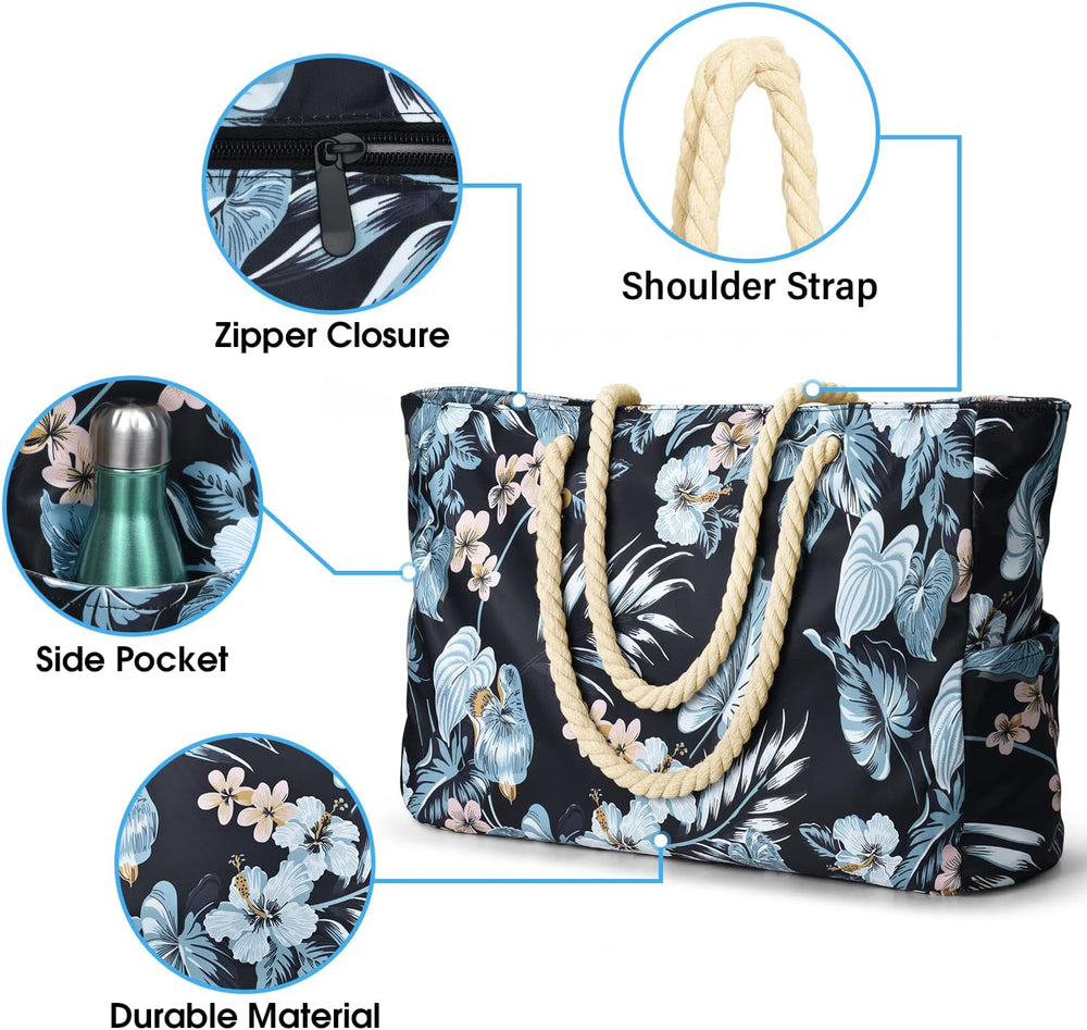 Waterproof Large Tote Bag with Zippered Storage - Perfect for Work & Play