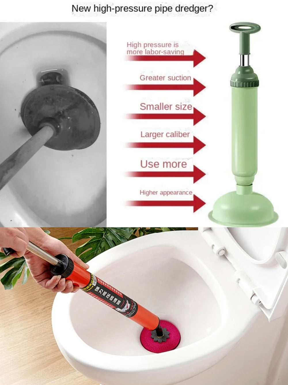 High-Pressure Drain Cleaner Pump – Chemical-Free, 64cm & Multi-Surface