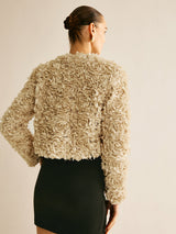 Beige Crew Neck Blazer for Women - Olivia