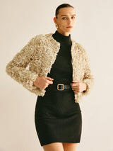 Beige Crew Neck Blazer for Women - Olivia