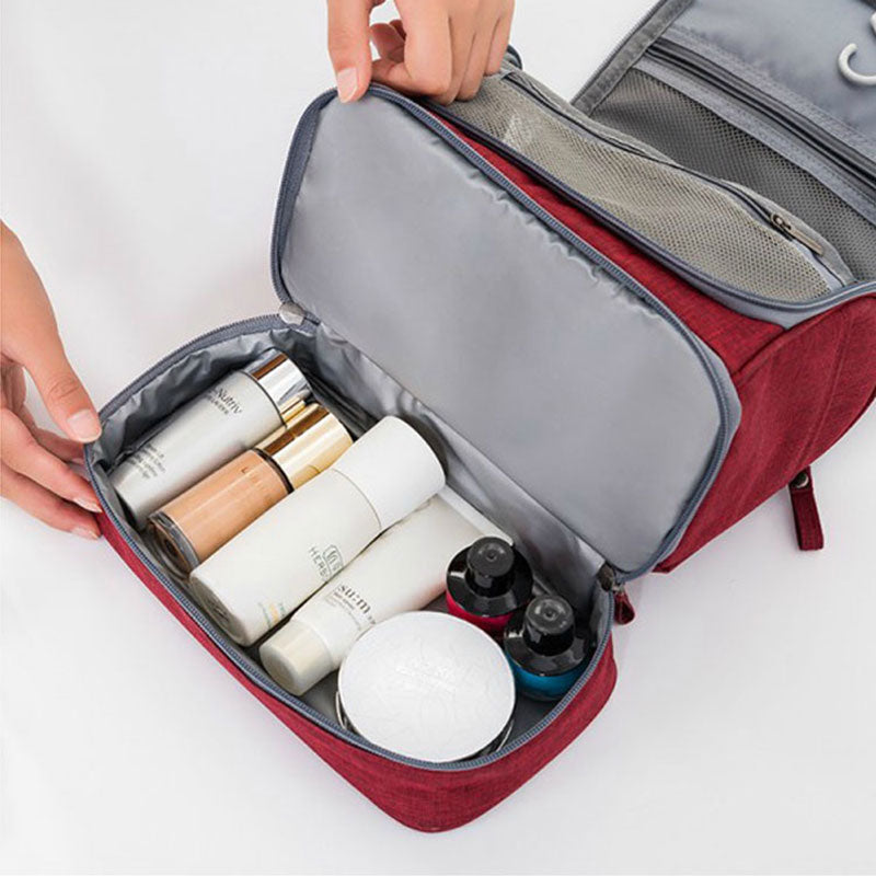 Spacious Hanging Toiletry Bag Organizer - Multi-Compartment Travel Case for Easy Packing & Access