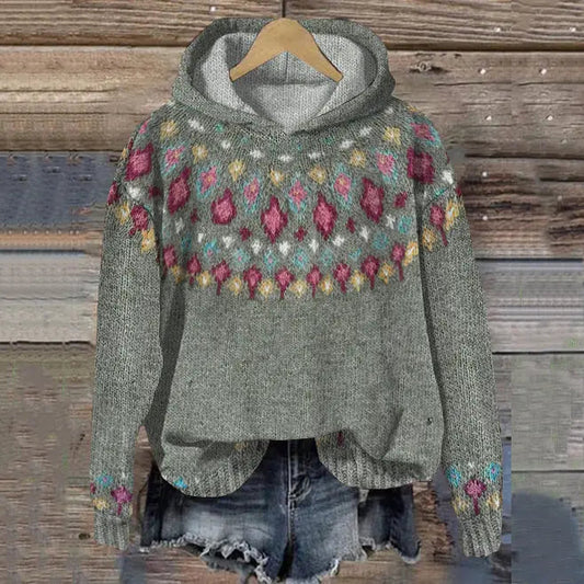 Women's Nordic-Pattern Hoodie